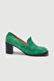 Apple Green Color Thick Heeled Suede Women's Shoes