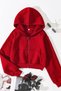 Women's Red Hooded Zippered Crop Cardigan