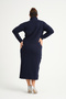 Navy Blue Half Turtleneck Knitwear Plus Size Dress - 7