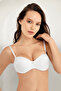 Woman's White Underwire Hollow Back Transparent Bra M9375