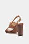 Tan Color Thick Heel Women's Shoes - 4