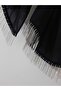 شال فاخر من قماش الشيفون الأسود المطرز يدويًا بشريط طويل مرصع بالأحجار - 2