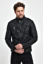 Sports Model Antique Style Washed Leather Men's Jacket - 3