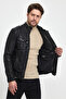 Sports Model Antique Style Washed Leather Men's Jacket - 6