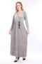 Women's Gray double-breasted collar long velvet dress - 3