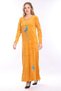 Women's Mustard Velvet Long Dress with Embroidery Detail on the Front - 6