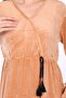 Women's Salmon double-breasted collar long velvet dress - 2