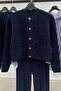 Women's Crew Neck Gold Buttoned Teddy Cardigan - 2