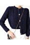 Women's Crew Neck Gold Buttoned Teddy Cardigan - 3