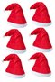 6 Pieces Red Fleece Santa Claus - Santa Claus Hat with White Pompom (KIDS-ADULTS) New Year's Hat