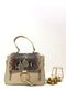 Mink Color Anaconda Patterned Cover Chain Accessory Women's Handbag with Shoulder Strap
