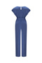 Helina Comfortable Fit V-neck Long Length Cobalt Blue Color Jumpsuit - 6