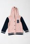 Girl's Embroidered Pocket Hooded College Jacket