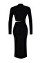 Siyah Cut Out Detaylı Shift/Düz Kesim Midi Örme Elbise TPRAW24EL00297 - 8