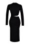 Siyah Cut Out Detaylı Shift/Düz Kesim Midi Örme Elbise TPRAW24EL00297 - 7