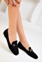 Black Matte Satin Women's Ballerinas 18670 - 2