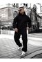 Black Kangaroo Pocket Hooded Oversized Sweatshirt Unisex - 3