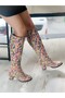 Felipe Beige Multicolor Below the Knee Zippered Heeled Boots - 2