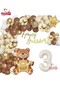 LUXURY BROWN SEATING BEAR CREAM 3 YEARS OLD BALLON SET BIRTHDAY DECORATION PARTY SET - 3