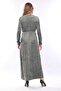 Women's Khaki double-breasted collar long velvet dress - 5