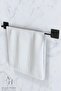Adhesive Black Long Towel Rack Square Towel Holder Towel Rack WC Toilet Roll Holder 3-Piece Bathroom Set - 3