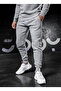 White Crew Neck Sweatshirt Gray Sweatpants Set 2-Piece Combination - 3