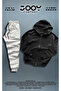 Black Hooded Cardigan Gray Sweatpants Set 2-Piece Combination