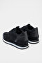 Real Suede and Leather Mixed Lace-Up Thin-Sole Classic Black Color Women's Sports Shoes - 4