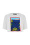 Coras Comfortable Fit Crew Neck Crop Boy Ecru Color Women's T-Shirt - 4