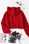 Women's Red Hooded Zippered Crop Cardigan - 3