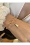 Gold pearl drop 2-piece combination bracelet