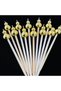 No:9 - 50 Pieces Decorative Gold Color Double Beaded Stylish Cocktail Toothpicks