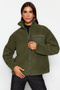 Winter Essentials Haki Kalın Polar Fermuarlı Uzun Kol Cepli Örme Hırka/Sweatshirt TWOAW24SW00071