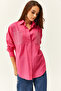 Women's Fuchsia Oversize Shirt with Pocket Stud Detail GML-19001167 - 3