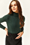 Women's Emerald Green Turtleneck Camisole Sweater KZK-19000395 - 3
