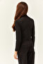 Women's Black Pieced High Collar Lycra Crop Blouse BLZ-19002398 - 5