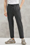 Walsh Men's Pique Look Special Fabric Flexible Double Leg Corded Elastic Waist Anthracite Trousers - 6