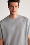 Harvey Men's Oversize Fit Special Thick Fabric Printed Light Gray T-shirt - 3