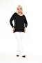 Black V-neck Sleeve Detailed Knitted Stone Sweater - 5
