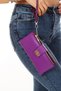 Women's Purple Wallet Phone Paper Coin Compartment Wallet Locked Wrist Strap Portfolio Wallet - 2