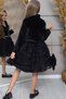 Girls Cowl Neck 3D Floral Detailed and Backless Black Velvet Dress - 2