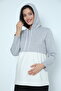 Gray White Hooded Maternity Sweatshirt Tights Tracksuit Set - 6