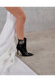 Joyce Buckle Detailed Black Matte 10 cm Women's Boots & Bootie, High Heels - 7