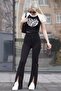 Black High Waist Slit Women's Trousers Mg1651 - 7