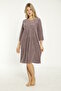 Pocketed Buttoned Stone Detailed 3/4 Sleeve Cotton Towel Dress - 3