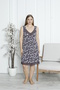 V-neck sleeveless viscose plus size nightgown with purple pattern and lace straps. - 2