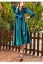Velvet, Midi Petrol Blue Velvet Dress - 2