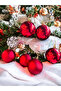 Christmas Pine Tree Ornament 4 cm Matte Red 6 Pieces Acetate Boxed Matte Red Christmas Ball