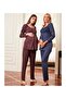 4804 Navy Blue Maternity 3-Piece Pajamas Dressing Gown Tk - 2