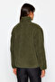 Winter Essentials Haki Kalın Polar Fermuarlı Uzun Kol Cepli Örme Hırka/Sweatshirt TWOAW24SW00071 - 3